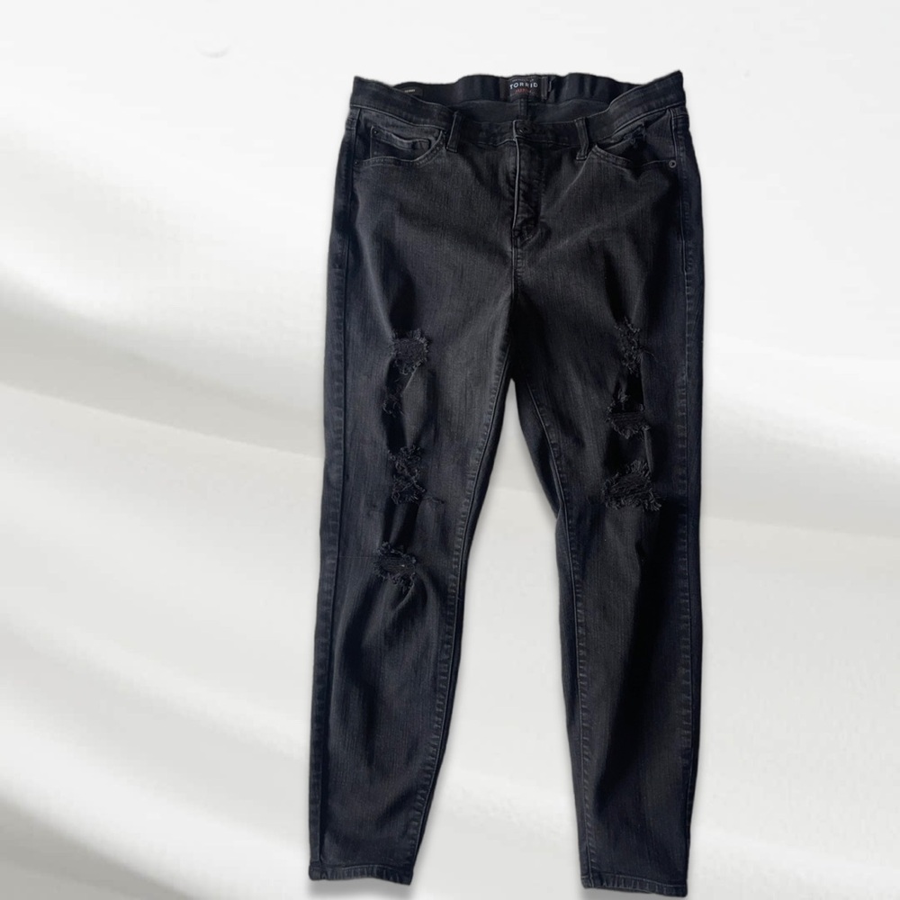 Torrid Black Sky High Distressed Skinny Jeans